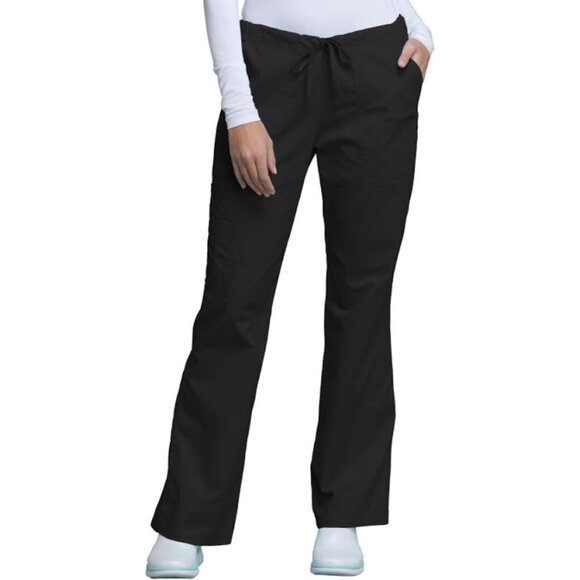 Cherokee® Core Stretch 4044 Women's Mid-Rise Drawstring Scrub Pant - Black - Picture 1 of 5